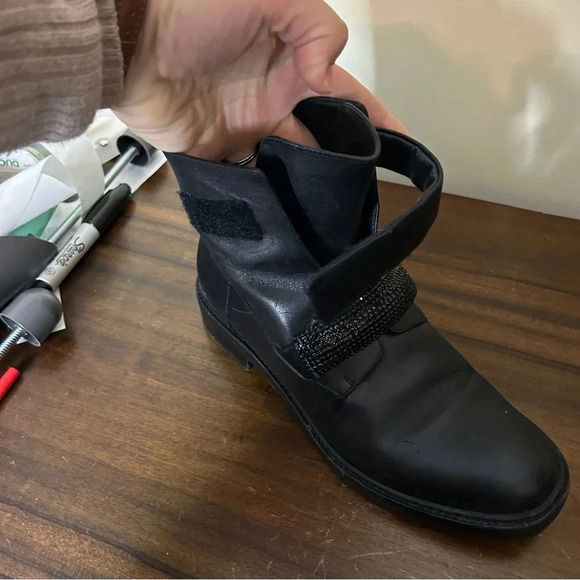 Christopher Kane Leather Crystal Embellished Combat Biker Boots Size 39 Italy - Picture 10 of 16